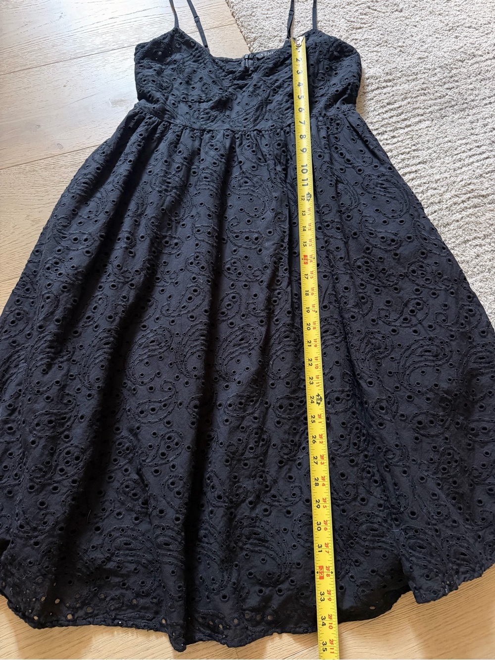VENUS Black Eyelet-Strap Fit & Flare Dress - Picture 9 of 10